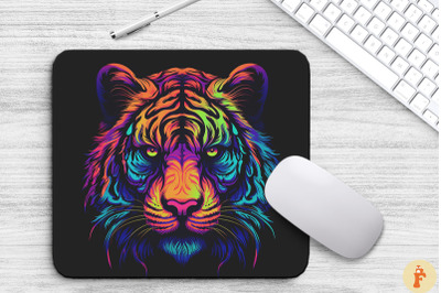 Neon Colorful Tiger Mouse Pad