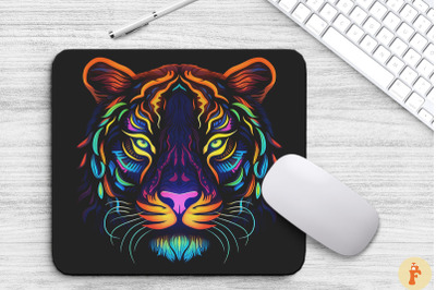 Neon Colorful Tiger Mouse Pad