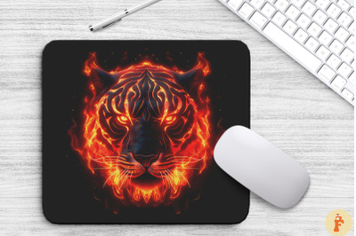 Tiger Head Made Of Glowing Flames