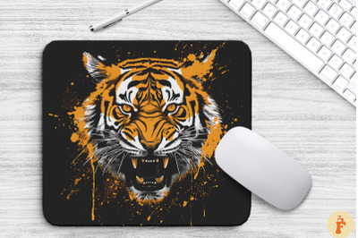 Orange Black Tigers Powerwash Mouse Pad