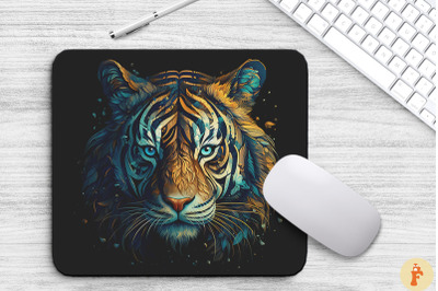 Watercolor Tiger Head Art Mouse Pad