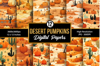 Desert Pumpkins Seamless Pattern Digital Papers