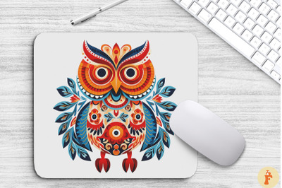 Beautiful Folk Art Owl Mouse Pad Design