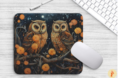 Cute Owls And Nightblooming Flowers