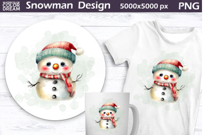 Watercolor Snowman PNG | Snowman Sublimation Design&nbsp;
