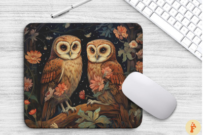 Cute Owls And Nightblooming Flowers