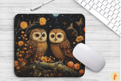 Cute Owls And Nightblooming Flowers