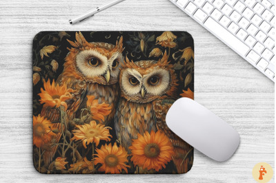 Cute Owls And Nightblooming Flowers