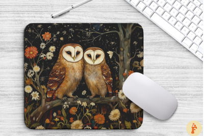 Cute Owls And Nightblooming Flowers