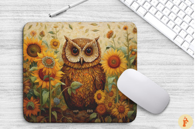 Vintage Owl In Summer Sunflowers