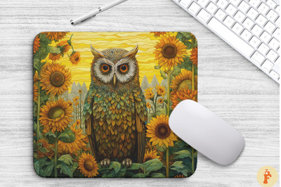 Vintage Owl In Summer Sunflowers