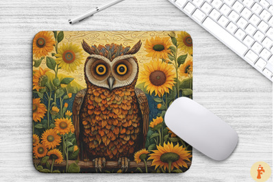 Vintage Owl In Summer Sunflowers