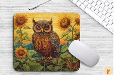 Vintage Owl In Summer Sunflowers