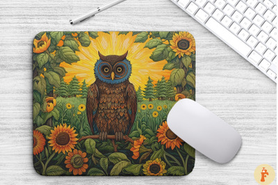 Vintage Owl In Summer Sunflowers