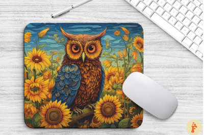 Vintage Owl In Summer Sunflowers