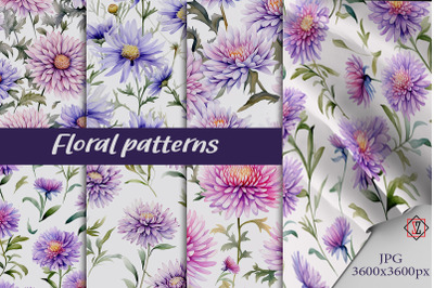 Set of floral seamless patterns