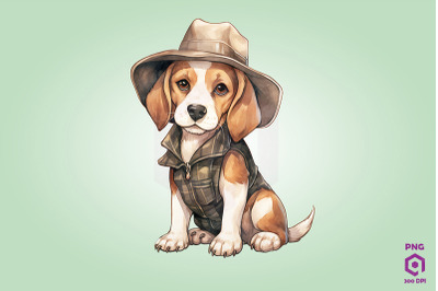 Farmer Beagle Dog Clipart