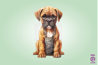 Farmer Boxer Dog Clipart