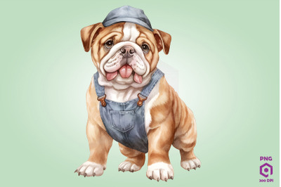 Farmer Bulldog Dog Clipart