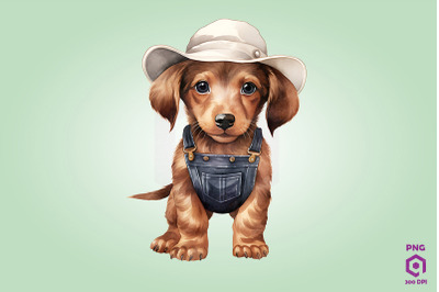Farmer Dachshund Dog Clipart