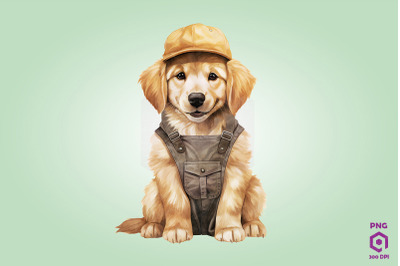 Farmer Golden Retriever Dog Clipart
