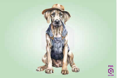 Farmer Great Dane Dog Clipart