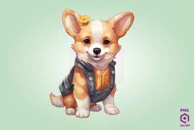 Farmer Pembroke Welsh Corgi Dog Clipart