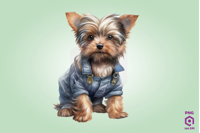 Farmer Yorkshire Terrier Dog Clipart