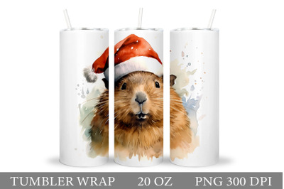 Christmas Capybara Tumbler Design. Winter Tumbler Wrap