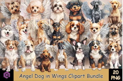 Angel Dogs watercolor Clipart Bundle