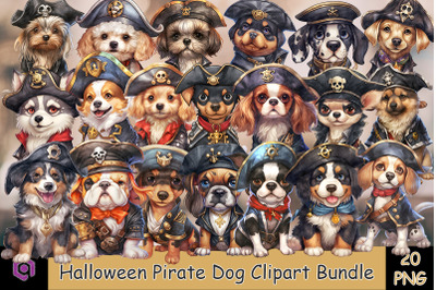 Pirate Dogs Breeds Watercolor Clipart Bundle