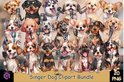 Singer Dog Watercolor Clipart Bundle
