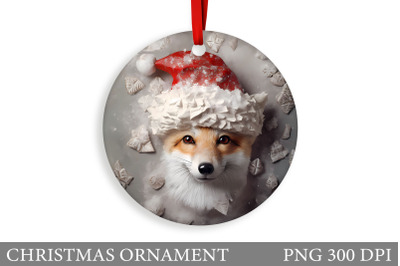 Fox Christmas Ornament Design. Winter Fox Round Ornament