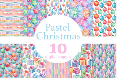 Pastel Christmas Digital Paper | Xmas Seamless Pattern