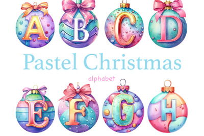 Pastel Christmas Alphabet | Xmas Clipart Bundle