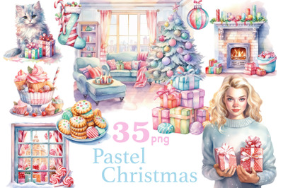 Pastel Christmas PNG | Xmas Clipart Bundle