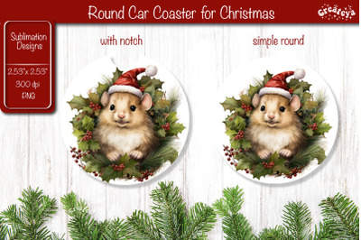 Car Coaster Christmas Sublimation Round coaster Sublimation design Chr