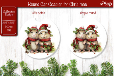 Car Coaster Christmas Sublimation Round coaster Sublimation design Chr