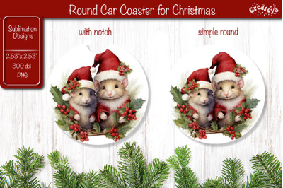 Car Coaster Christmas Sublimation Round coaster Sublimation design Chr