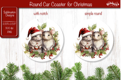 Car Coaster Christmas Sublimation Round coaster Sublimation design Chr