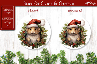 Car Coaster Christmas Sublimation Round coaster Sublimation design Chr