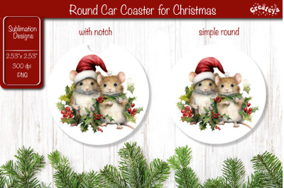 Car Coaster Christmas Sublimation Round coaster Sublimation design Chr