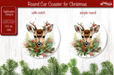 Car Coaster Christmas Sublimation Round coaster Sublimation design Chr