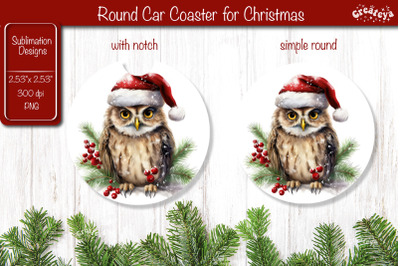 Car Coaster Christmas Sublimation Round coaster Sublimation design Chr