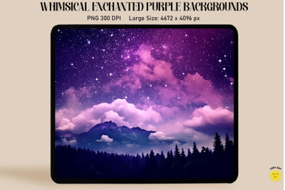 Enchanted Purple Night Sky Backgrounds