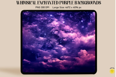 Enchanted Purple Night Sky Backgrounds