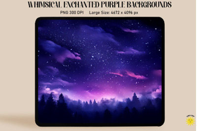 Enchanted Purple Night Sky Backgrounds