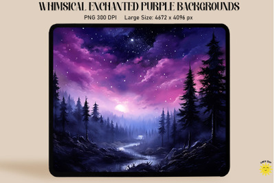 Enchanted Purple Night Sky Backgrounds