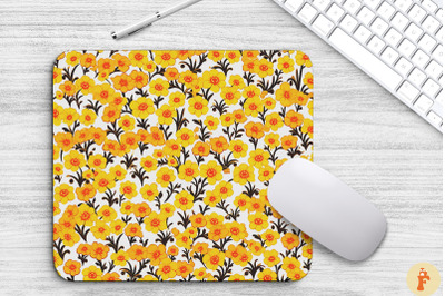 Delicate Mini Yellow Flowers Mouse Pad