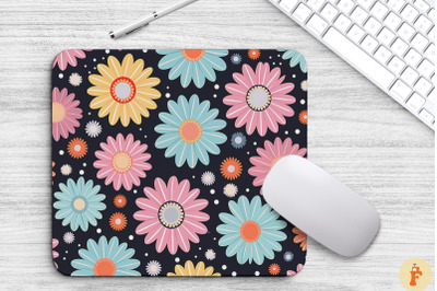 Pastel Flowers And Polka Dot Mouse Pad